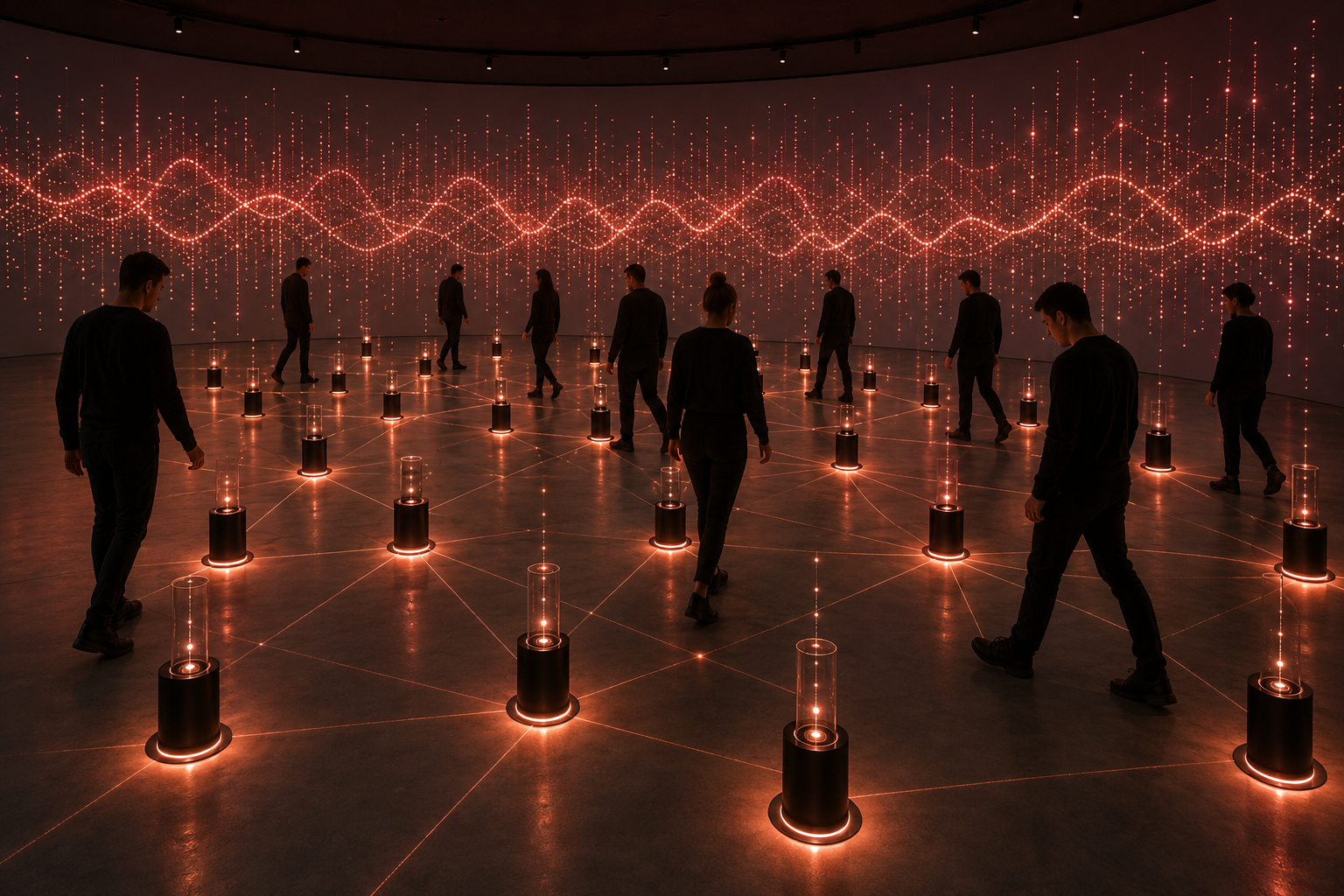 A responsive field of light and sound generators